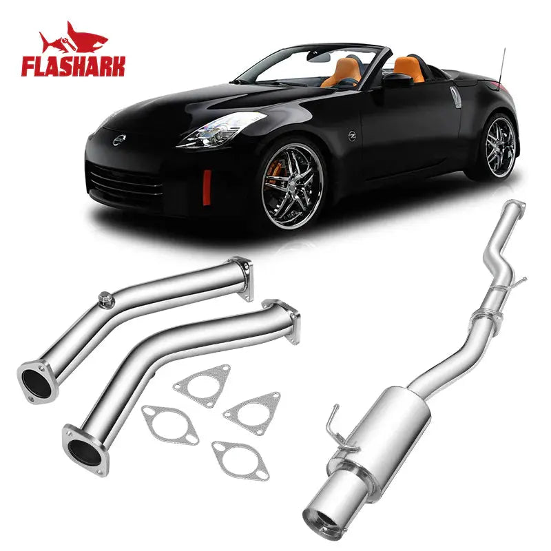 Catback Exhaust for 2003-2008 Nissan 350Z & Infiniti G35 with 4.5'' Single Tip & 3'' Pipe Flashark