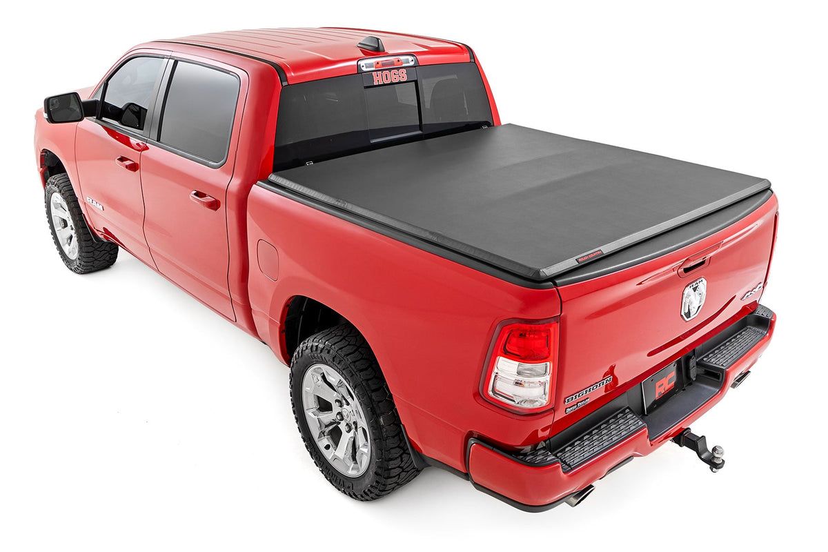 Soft Tri-Fold Bed Cover 5 Foot 7 Inch Bed Ram 1500 (19-26)/1500 TRX (21-24) Rough Country