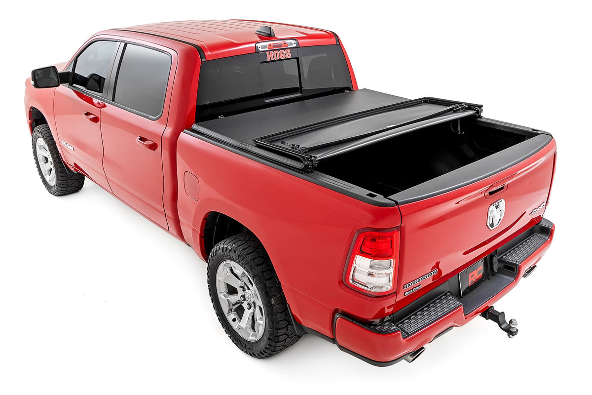 Soft Tri-Fold Bed Cover 5 Foot 7 Inch Bed Ram 1500 (19-26)/1500 TRX (21-24) Rough Country