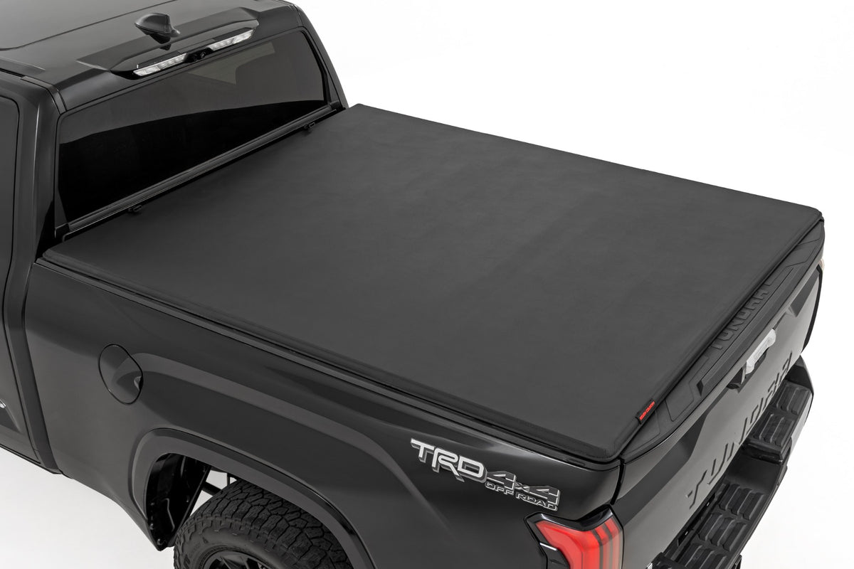 Soft Tri-Fold Bed Cover With & W/O OE Rails 6 Foot 7 Inch Bed Toyota Tundra (22-26) Rough Country
