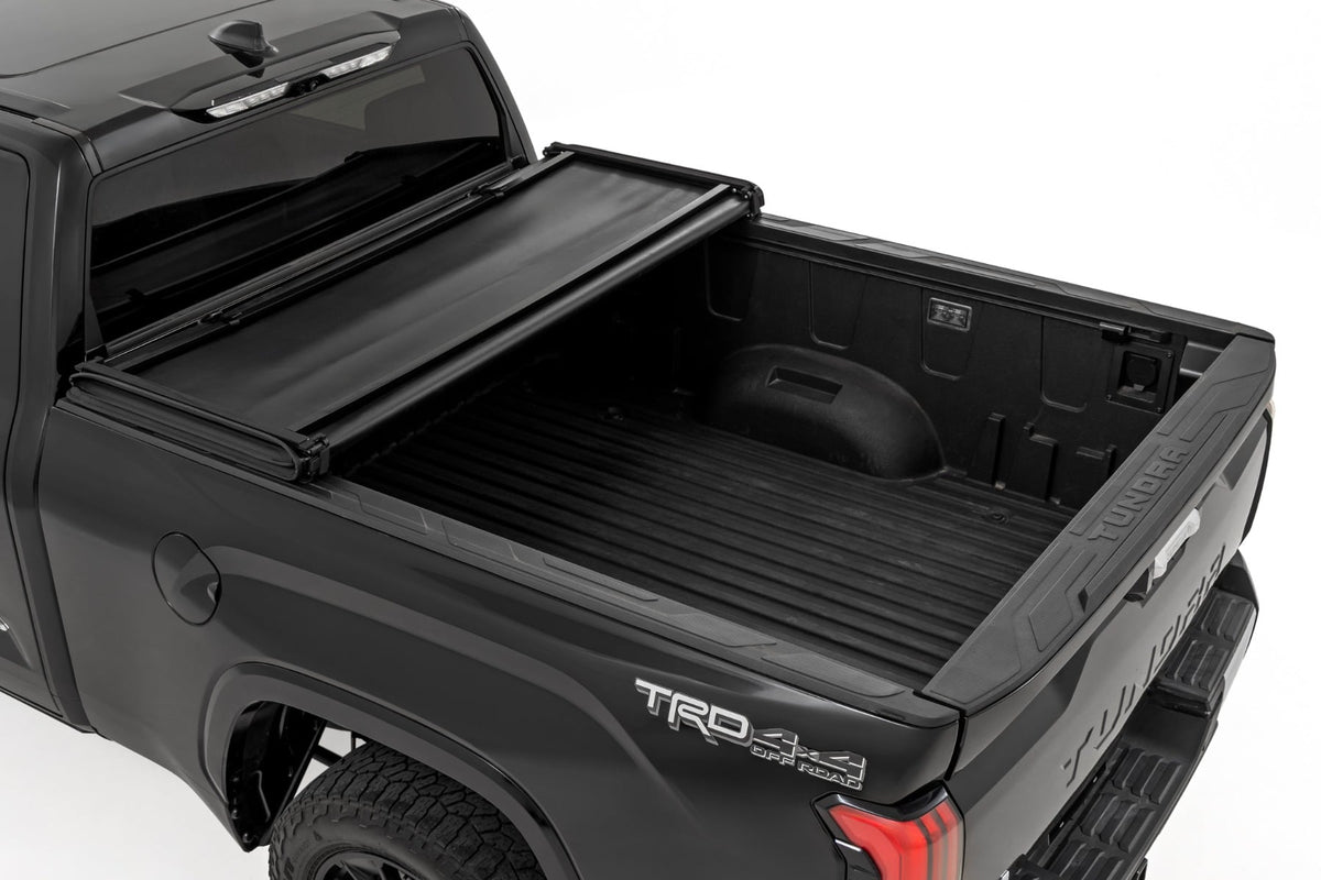 Soft Tri-Fold Bed Cover With & W/O OE Rails 6 Foot 7 Inch Bed Toyota Tundra (22-26) Rough Country