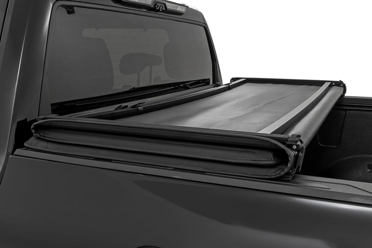 Soft Tri-Fold Bed Cover With & W/O OE Rails 6 Foot 7 Inch Bed Toyota Tundra (22-26) Rough Country