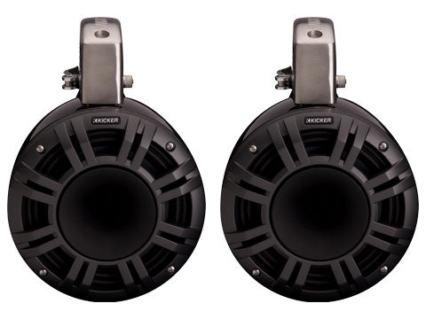 Kicker KMTCXL8 | 8" Marine Wakeboard Tower Speakers w/ RGB Lighting - Black (Pair) Kicker