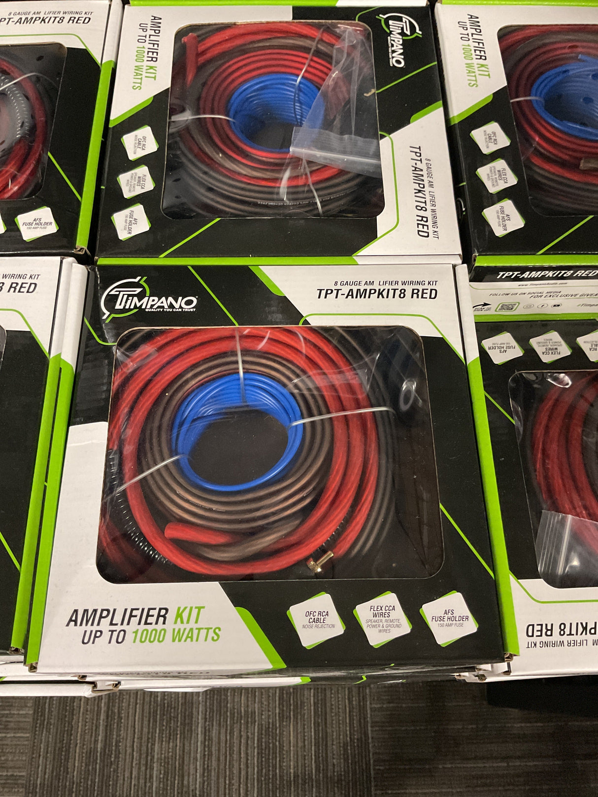TIMPANO - Cable Kit - 8 Gauge 1000 Watts CCA Amp Kit - Red ALTA GAMA CAR AUDIO