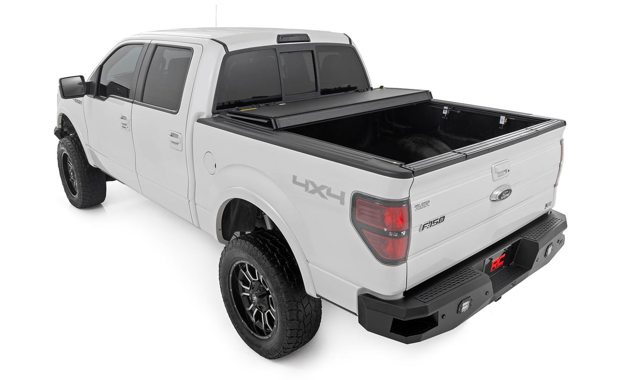 Hard Tri-Fold Flip Up Bed Cover 6 Foot 7 Inch Bed Ford F-150 2WD/4WD (2004-2014) Rough Country