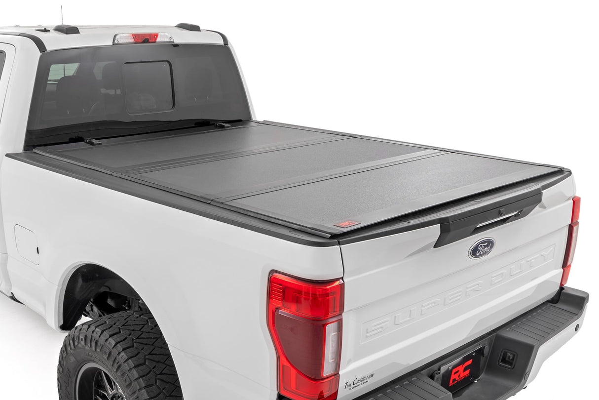 Hard Tri-Fold Flip Up Bed Cover 6 Foot 10 Inch Bed Ford F-250/F-350 Super Duty (17-26) Rough Country