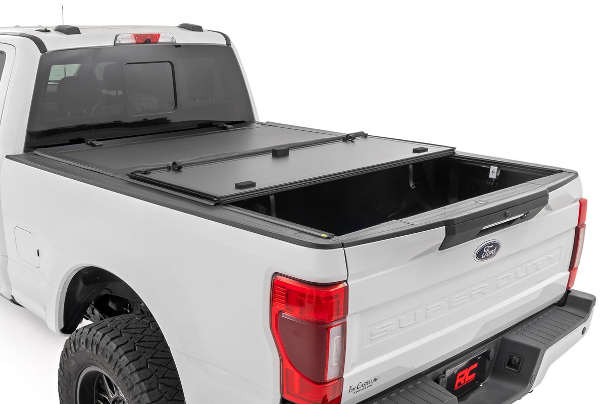 Hard Tri-Fold Flip Up Bed Cover 6 Foot 10 Inch Bed Ford F-250/F-350 Super Duty (17-26) Rough Country
