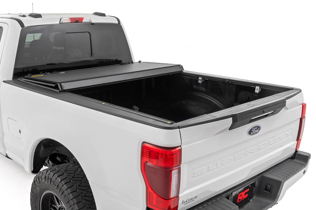 Hard Tri-Fold Flip Up Bed Cover 6 Foot 10 Inch Bed Ford F-250/F-350 Super Duty (17-26) Rough Country