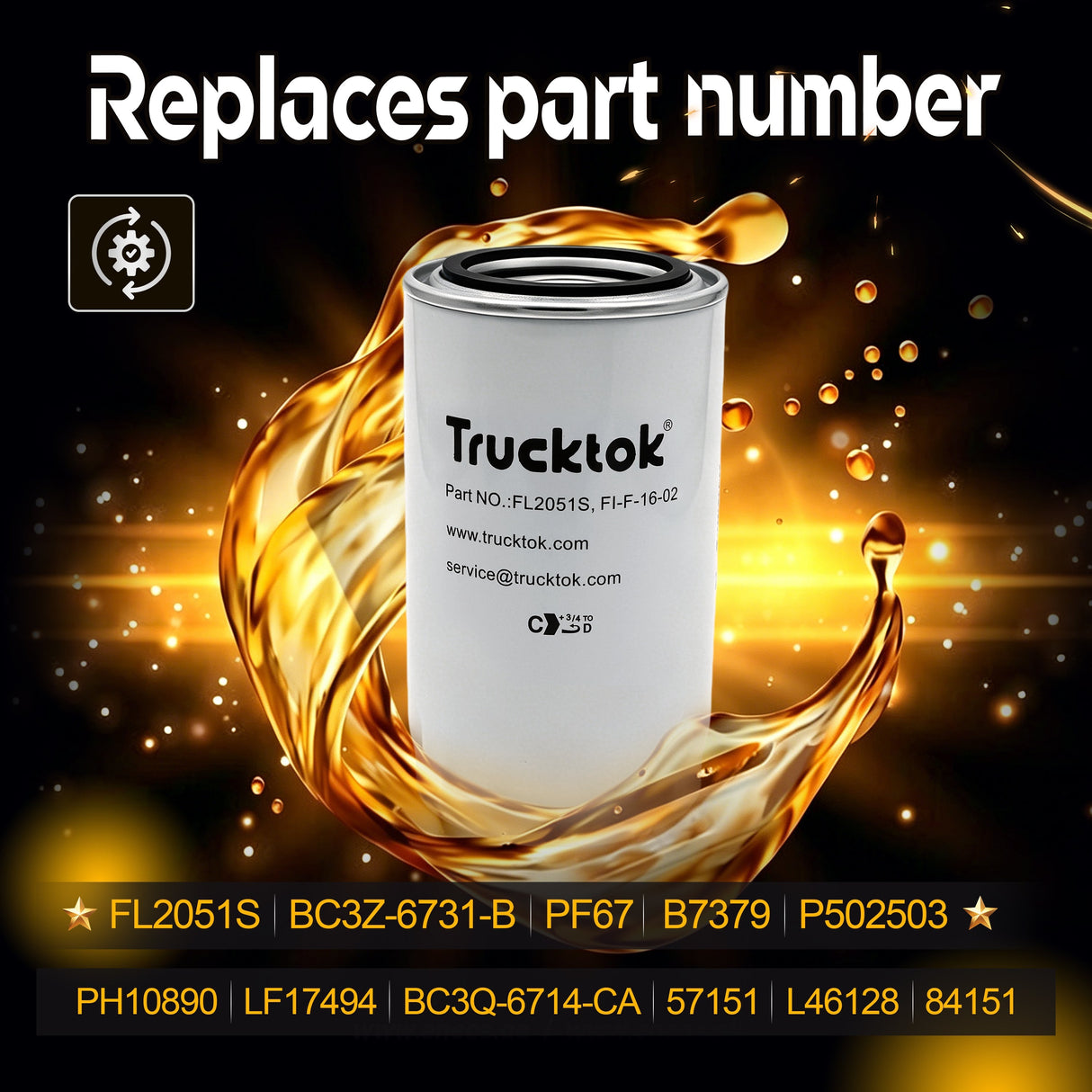 Trucktok 2011-2025 6.7L Ford Powerstroke Diesel Oil Filter Replaces FL2051S TruckTok