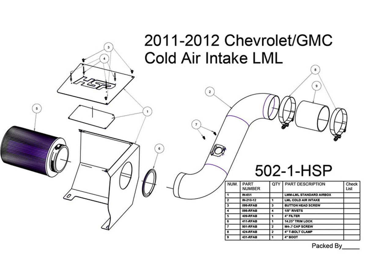 HSP Cold Air Intake, 2011-2012 Chevrolet / GMC 6.6L Duramax LML HSP Diesel