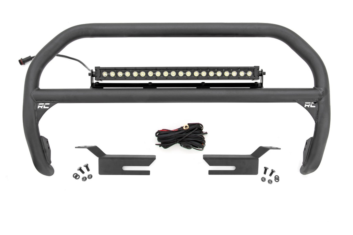 Nudge Bar 20 Inch Black DRL Single Row LED Ford Bronco 4WD (2021-2025) Rough Country