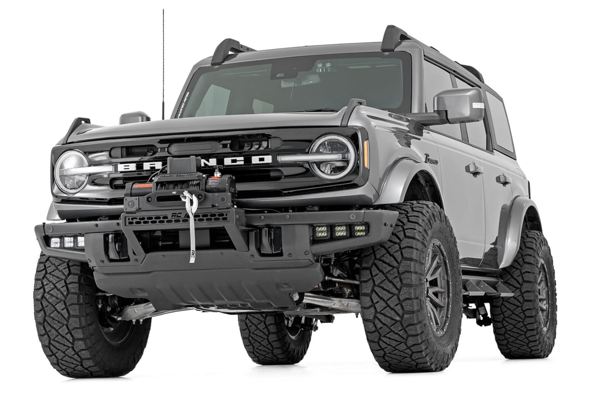 High Winch Mount All Models 12000S 20 Inch Black Single Row LED White DRL Ford Bronco (21-25) Rough Country