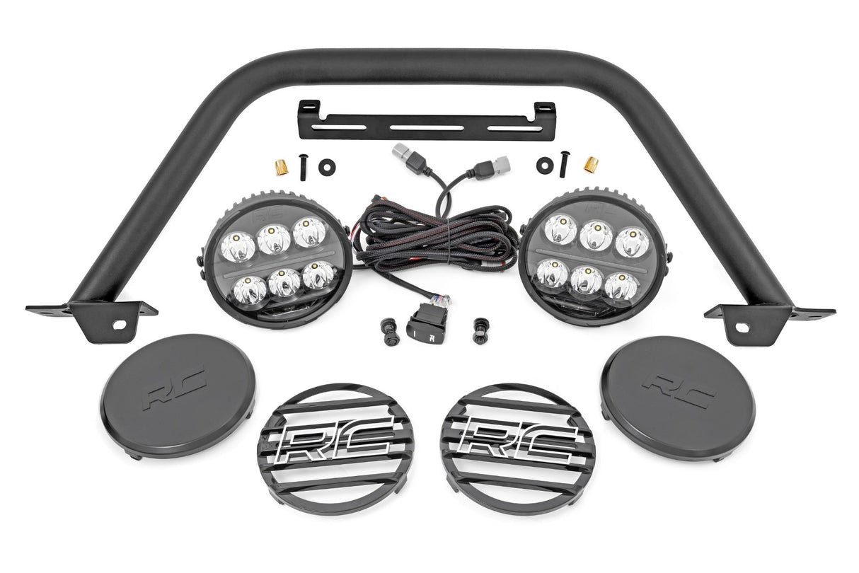 Safari Bar 6.5 Inch Round LED OE Modular Steel Ford Bronco 4WD (21-25) Rough Country