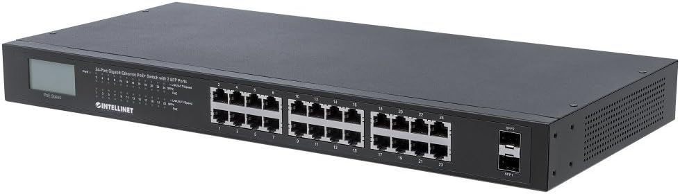 Intellinet 24-Port Gigabit PoE+ Switch with LCD Intellinet