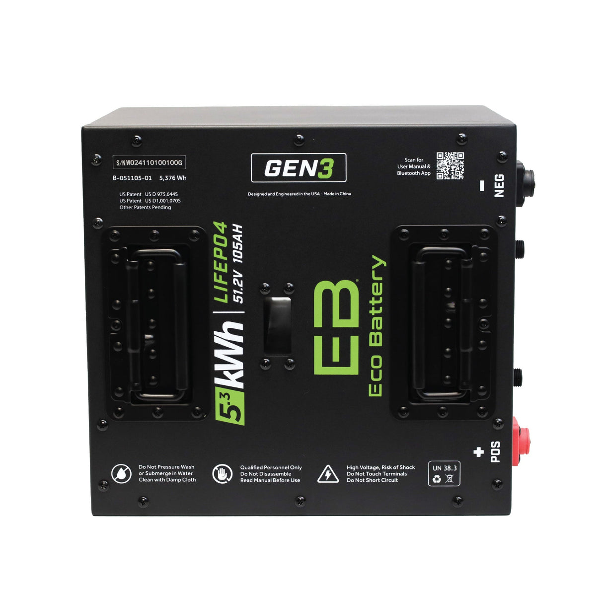 Eco Battery (48V) 51V 105AH Thru-Hole LiFePO4 Gen3 Battery
