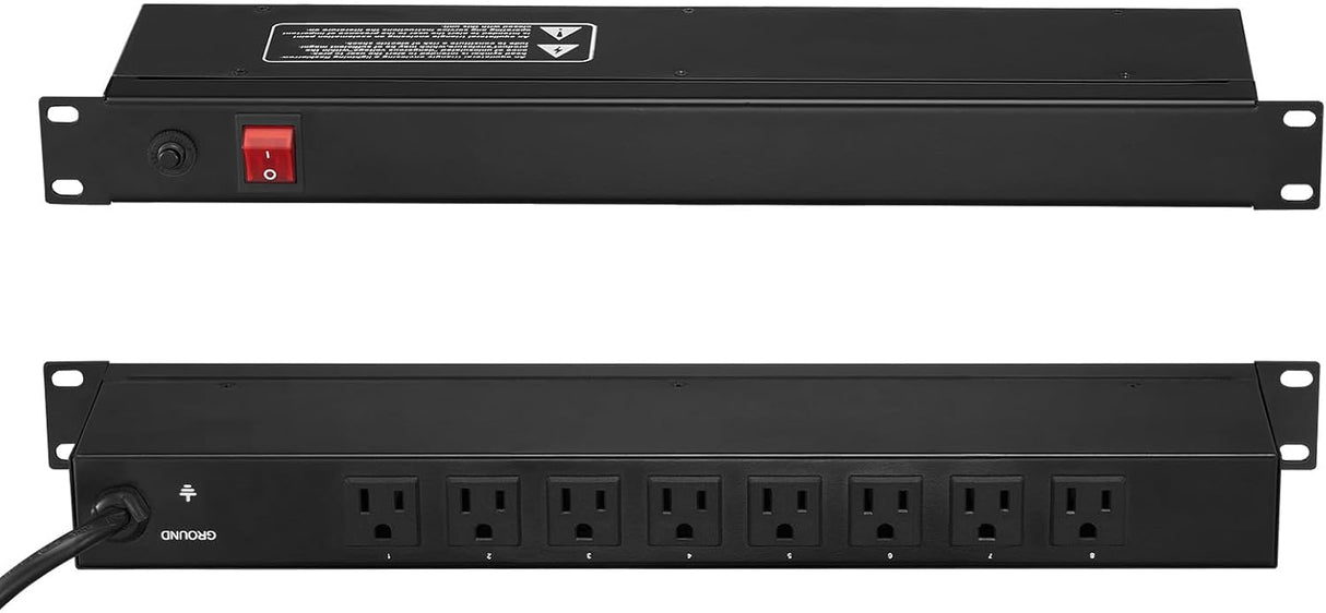 1U Rack PDU Power Strip – 8 Outlet, Surge Protected, 6ft Cord Vevor