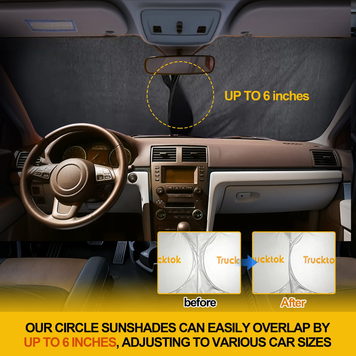 Trucktok Specially Customized Universal Windshield Sunshade Summer Interior Cooler Auto Sun Protector TruckTok