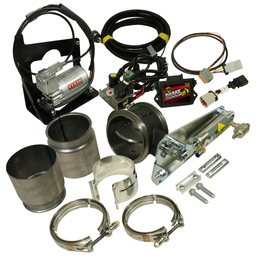 EXHAUST BRAKE (REMOTE) w/NON-VGT TURBO & 4-INCH EXHAUST KIT c/w AIR COMPRESSOR DODGE 6.7L CUMMINS 2007.5-2017