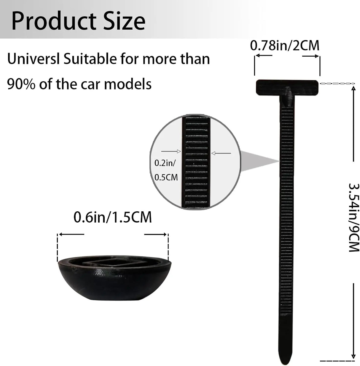 QMotz Nylon Universal Cable Tie Buckle Automotive Clips 100PCS Car Cable Tie-100PCS