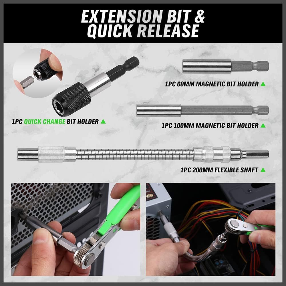 232PCS Ultimate Screwdriver Bit Set – Chrome Vanadium Steel with Ratchet & Case TekShack