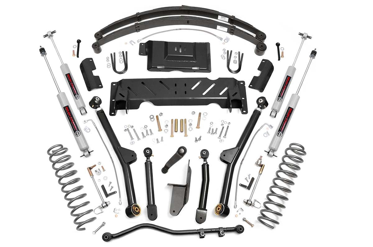 4.5 Inch Lift Kit Long Arm RR Leafs NP242 Jeep Cherokee XJ 4WD (84-01) Rough Country