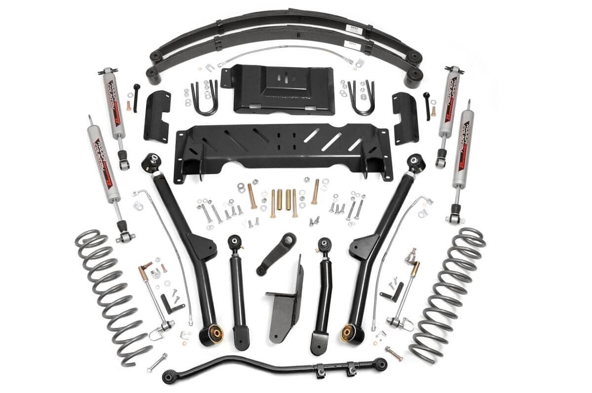 4.5 Inch Lift Kit Long Arm RR Leafs NP242 Jeep Cherokee XJ 4WD (84-01) Rough Country