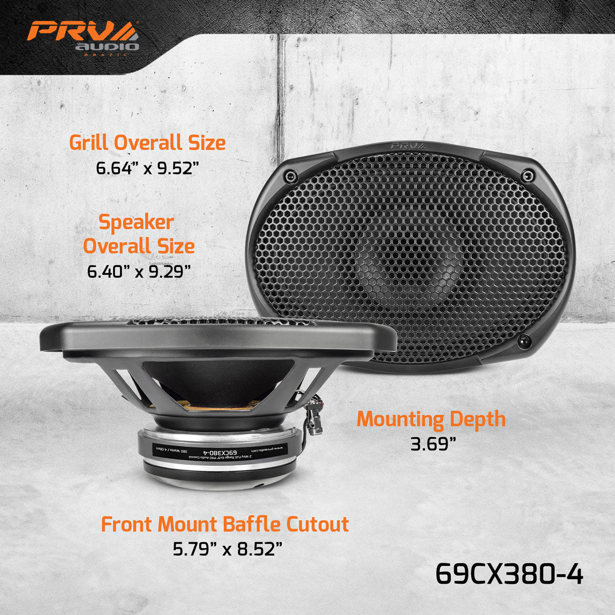PRV Audio 69CX380-4 | 6"x9" 380W RMS Coaxial Speaker (Single) PRV Audio