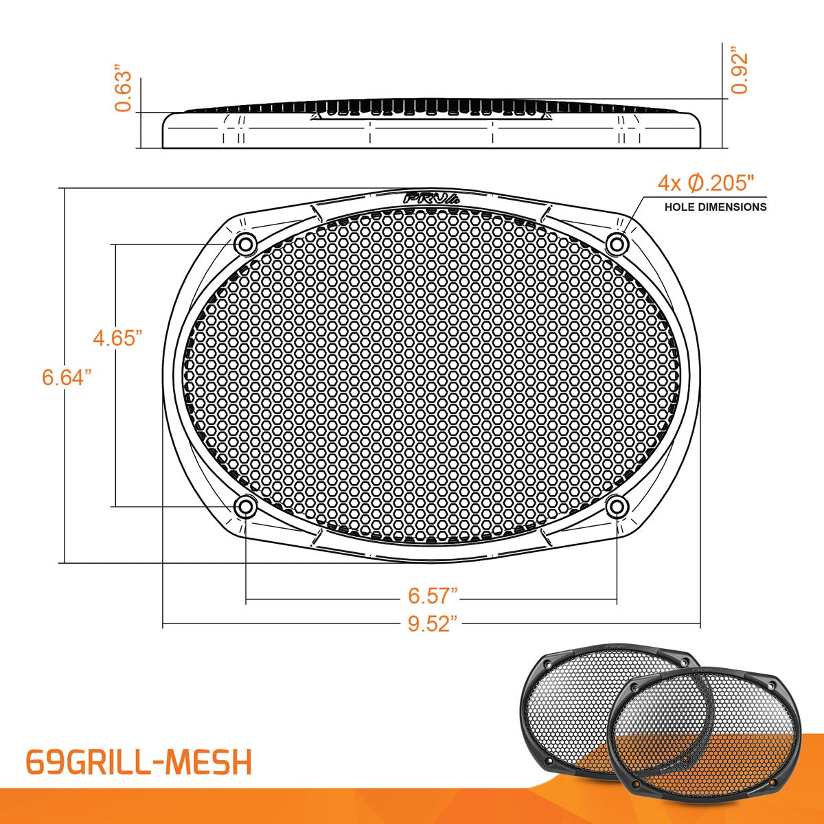 PRV 69GRILL-MESH Grill (PAIR) PRV Audio