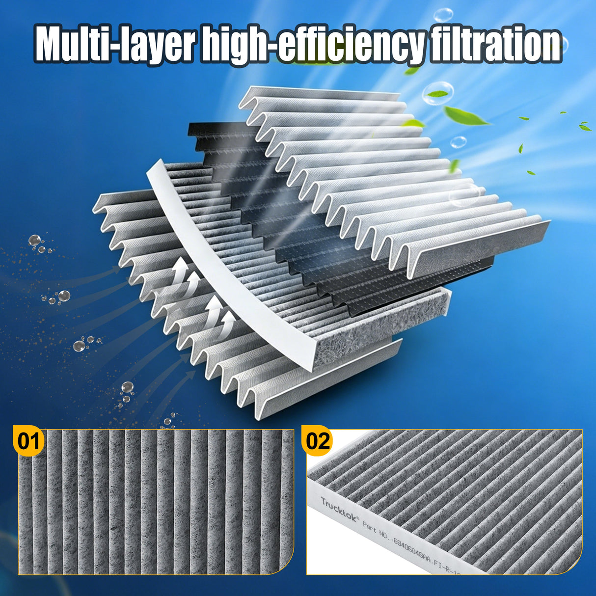 Trucktok 2010-2024 6.7L Dodge Ram Cabin Air Filter Replaces 68406048AA TruckTok