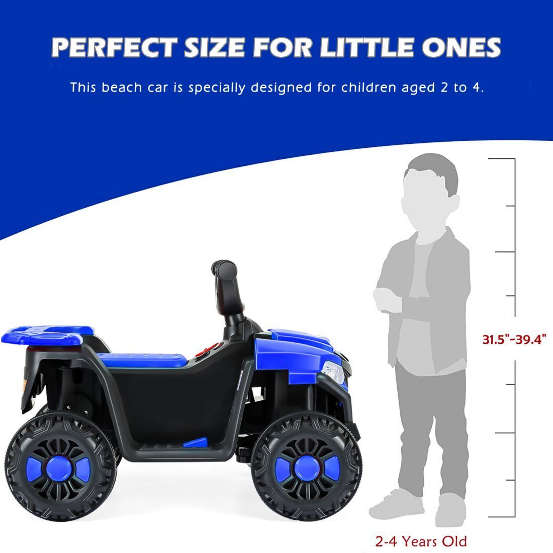 6V Battery-Powered Kids ATV with Forward/Reverse Switch - 4 Wheel Beach Buggy
