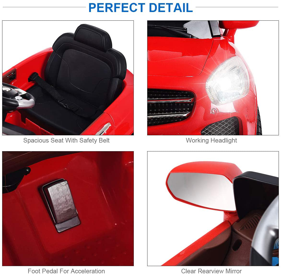 6V RC Ride On Car with Parental Remote Control and Foot Pedal Mode