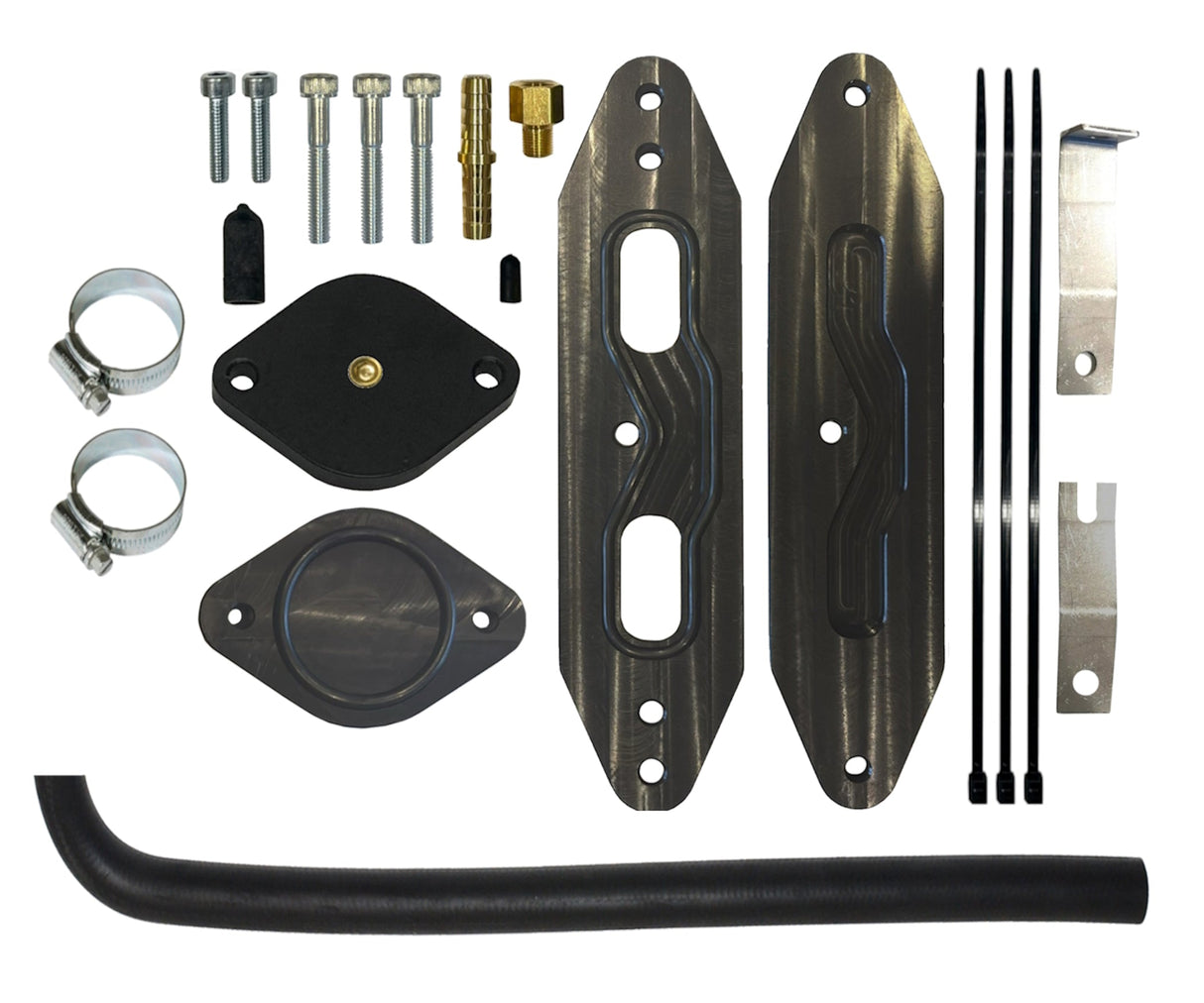 2011 - 2015 Ford 6.7L EGR Cooler with Coolant Re-Route Hose for Factory Pyro, w/Pass Through plate Mels Mfg