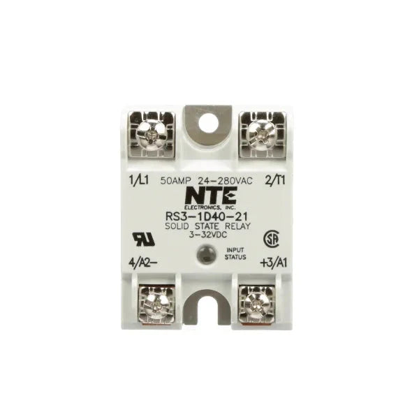 NTE Electronics, Inc. RS3-1D40-21 Relay, Power, 34 mA (Max.), 24 VDC, Solid State, Panel Mount, 3 to 32 VDC NTE