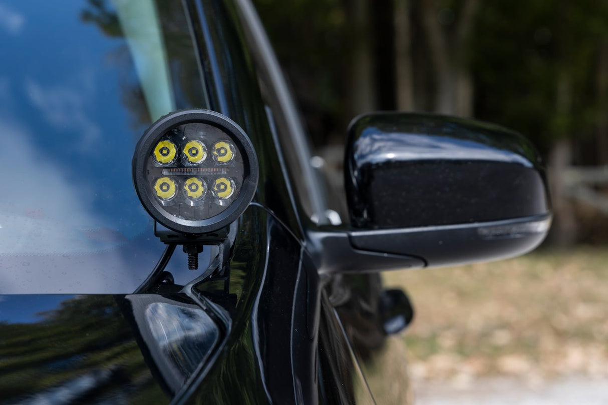 LED Light Kit Ditch Mount 2 Inch Black Pair Amber DRL Jeep Cherokee KL (14-21) Rough Country