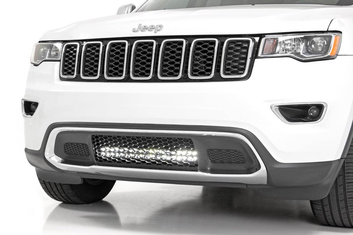 LED Light Kit Bumper Mount 20 Inch Black Dual Row White DRL Jeep Grand Cherokee WK2 (11-20) Rough Country