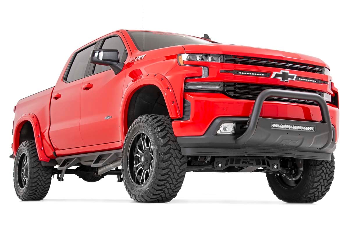 LED Light Kit Grille Mount 10 Inch Black Slimline Pair Chevy Silverado 1500 (19-22) Rough Country