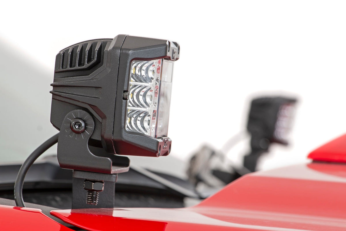 LED Light Kit Ditch Mount 2 Inch Black Pair Spot Chevy Silverado 1500 (19-26) Rough Country