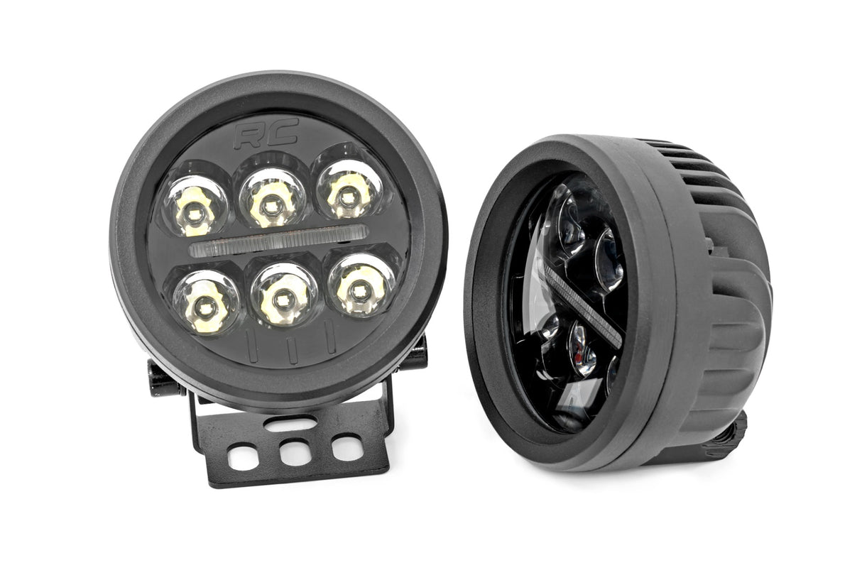 Black Series Round LED Light Pair 3.5 Inch Amber DRL Rough Country