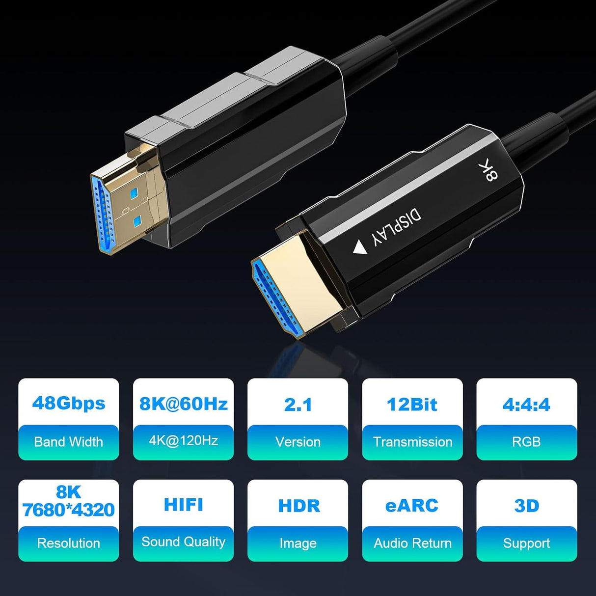 Fiber Optic HDMI Cable 50ft – 8K Ultra High Speed 48Gbps TekShack
