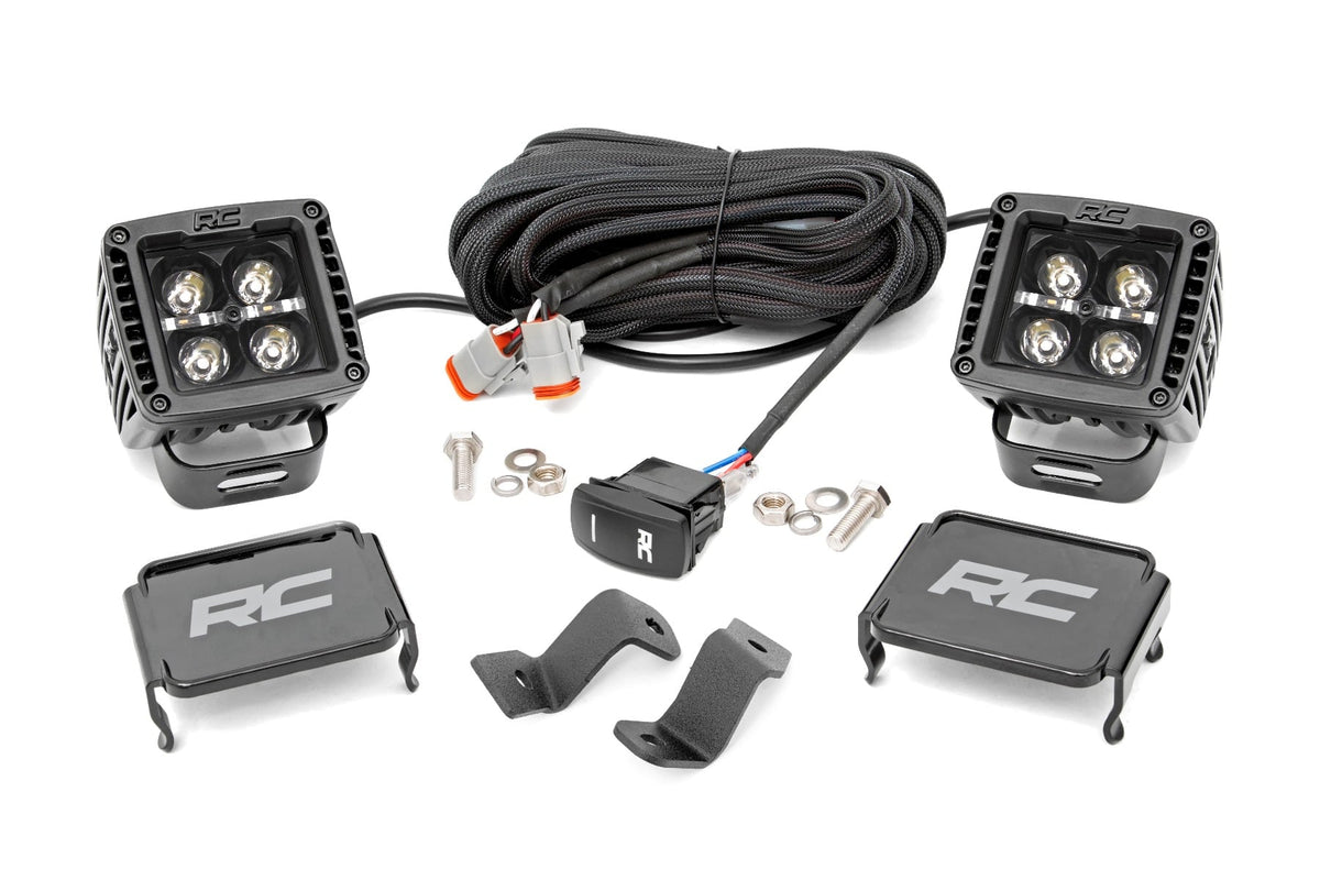 LED Light Kit Ditch 2 Inch Black Pair Amber DRL Ford F-150 (15-26)/F-150 Lightning (22-26) Rough Country