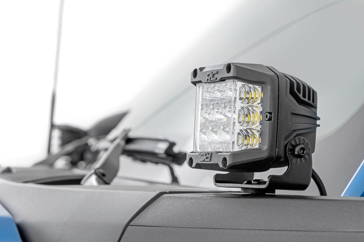 LED Light Kit Ditch Mount 2 Inch Black Pair Flood Pattern Ford Bronco (21-25) Rough Country