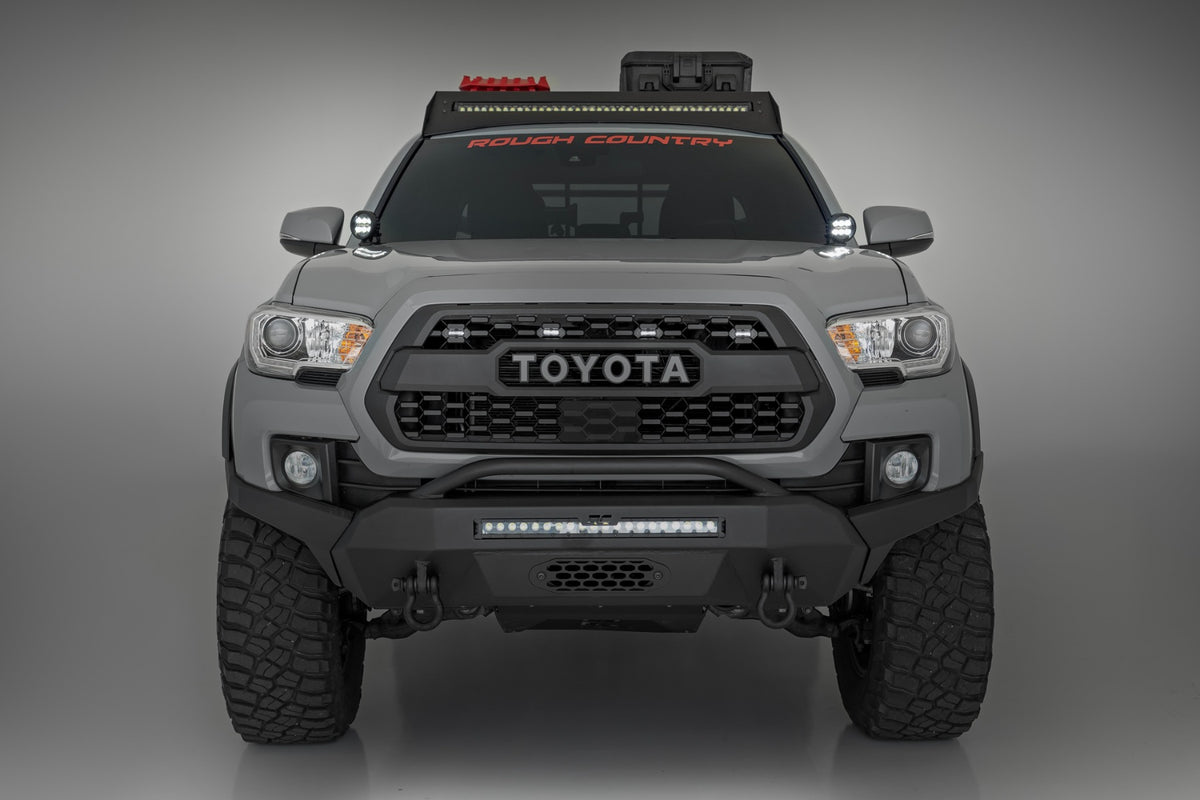 LED Light Kit Ditch Mount Black Series Round 3.5 Inch Amber DRL Toyota Tacoma (16-23) Rough Country