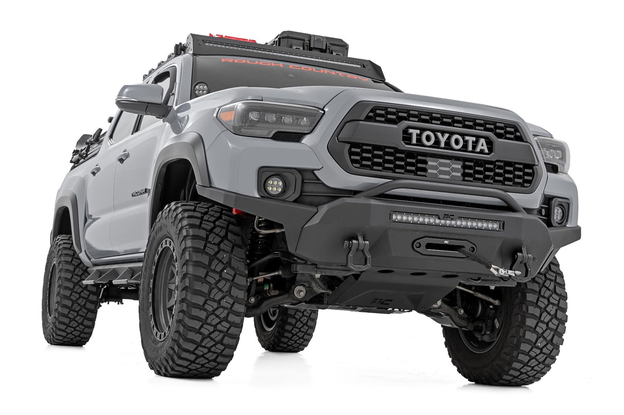 LED Fog Light Kit 3.5 Inch Round Black Series Amber DRL Toyota Tacoma (16-23) Rough Country