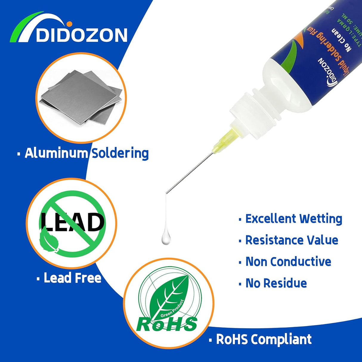 No-Clean Liquid Soldering Flux Dropper – 50ml RMA Flux for Electrical & Aluminum Soldering TekShack