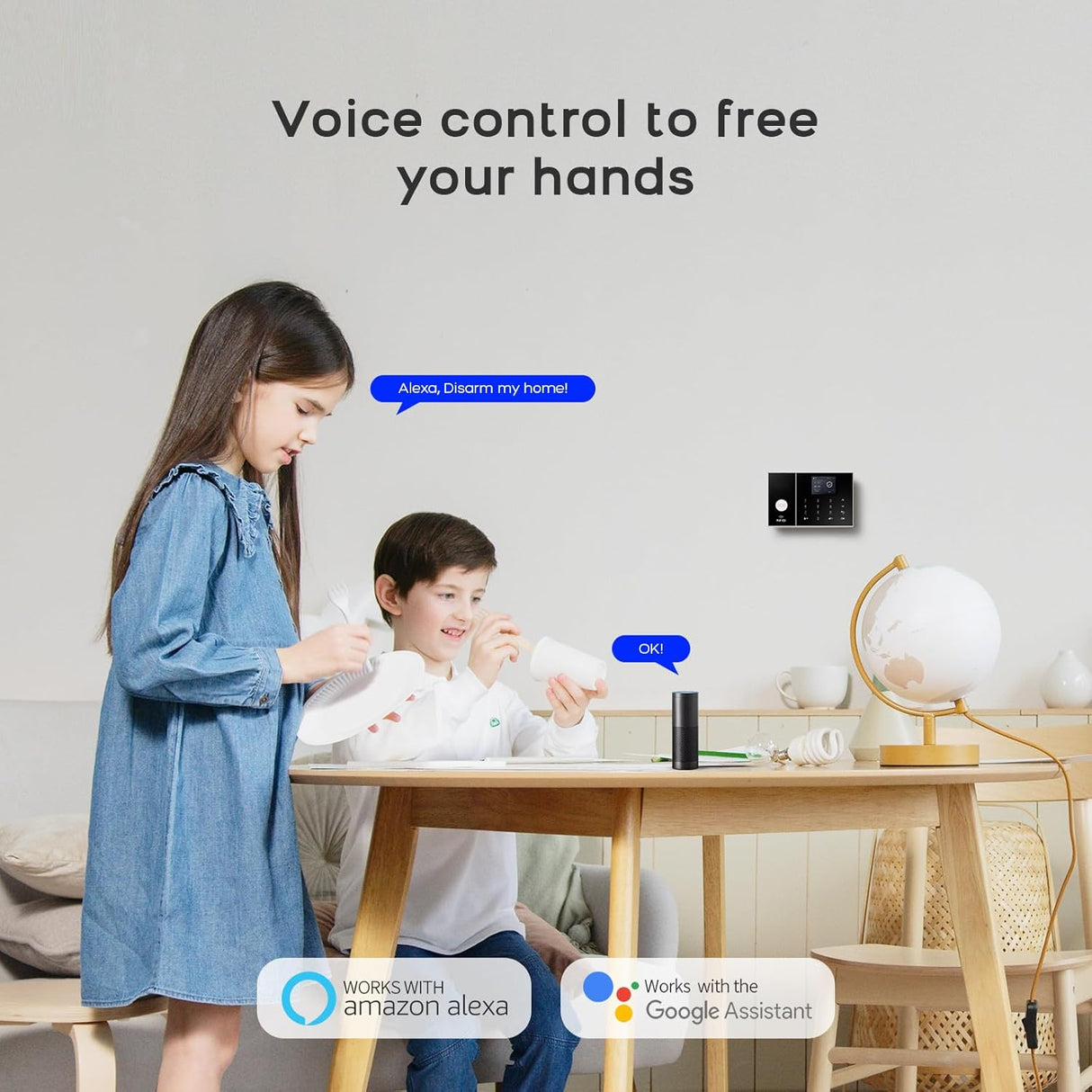 Home Security Alarm System – WiFi/GSM, Alexa Compatible, No Monthly Fees RFID