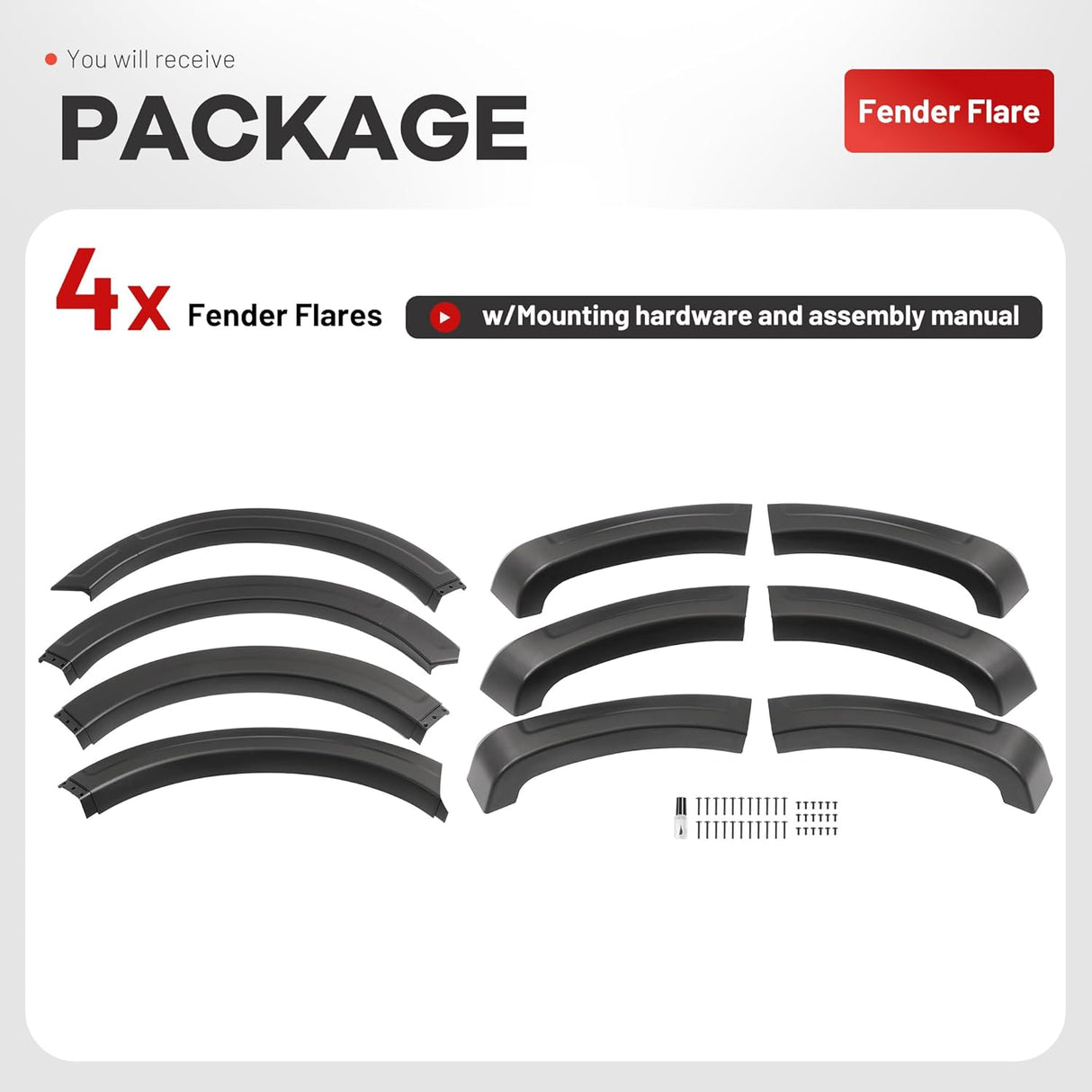 Textured Black 4-Piece Fender Flare Set for Ford Super Duty