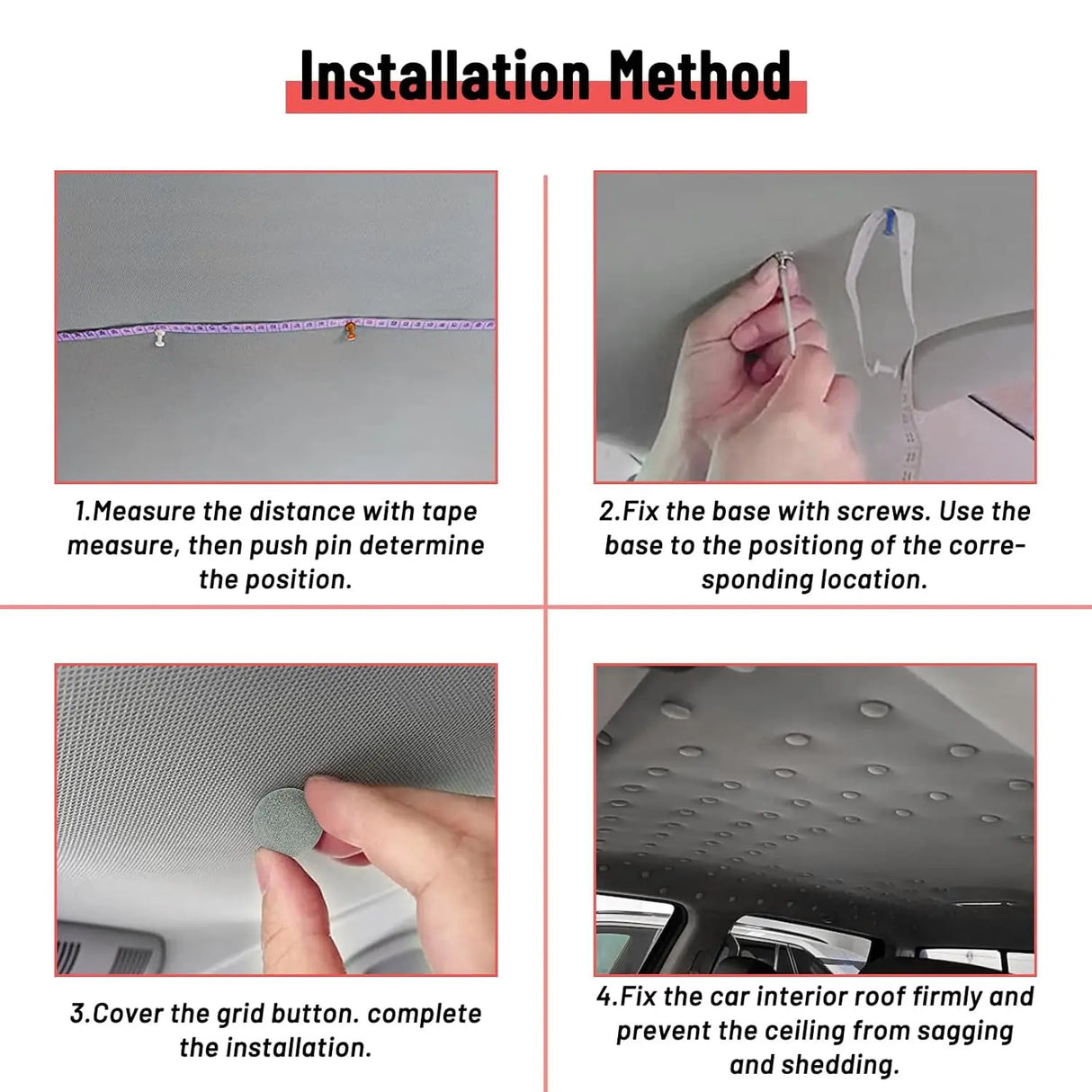 GOOSLA Auto Roof Snap Rivets Headliner Repair Kit 65 Set Grey Flannelette A1103