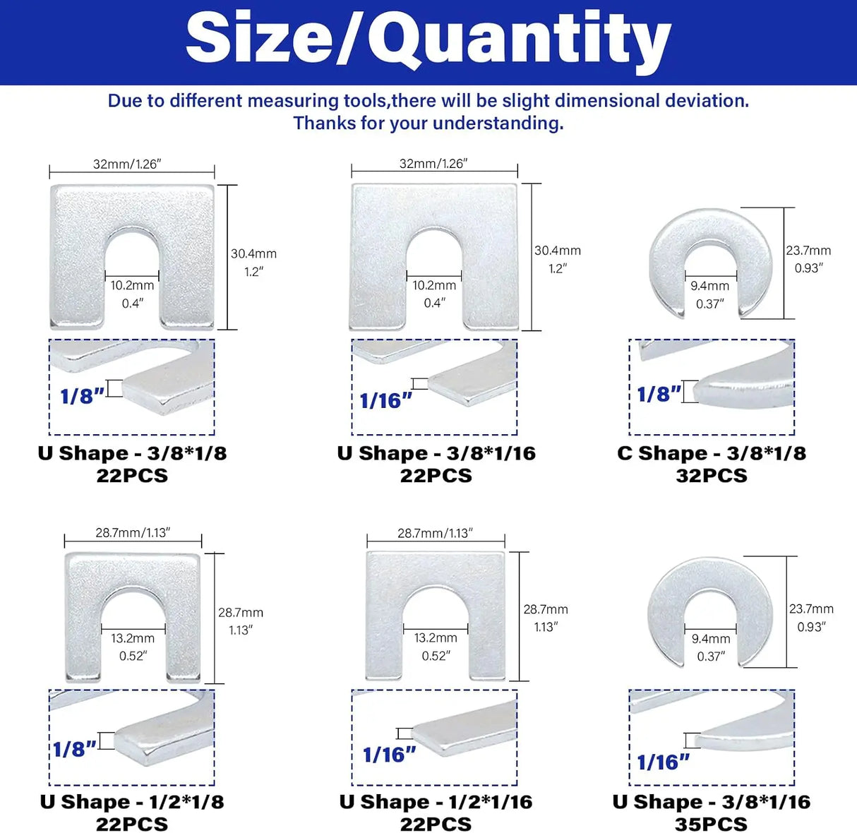 BUSY-CORNER Universal Auto Body Fender Alignment Shim 155-Piece Kit