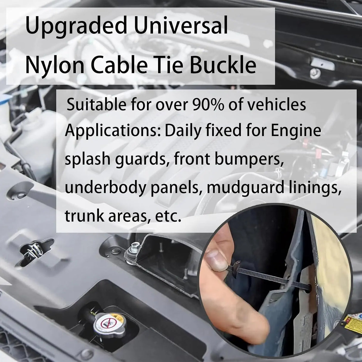 QMotz Nylon Universal Cable Tie Buckle Automotive Clips 100PCS Car Cable Tie-100PCS