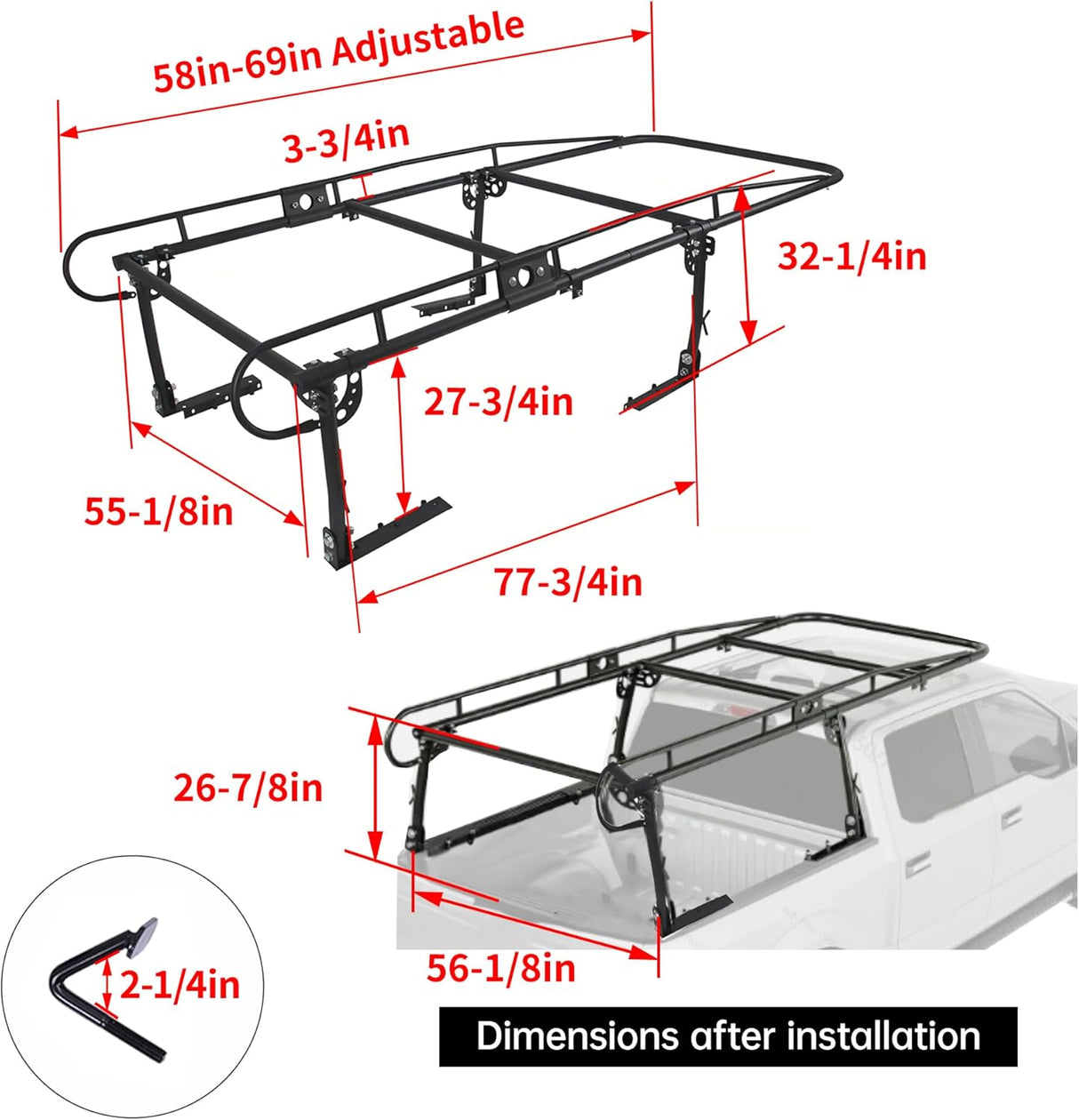 Truck Ladder Rack Heavy Duty Steel Adjustable Universal Fit